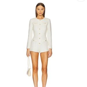 Amanda Uprichard Fallon Romper in White & Gold